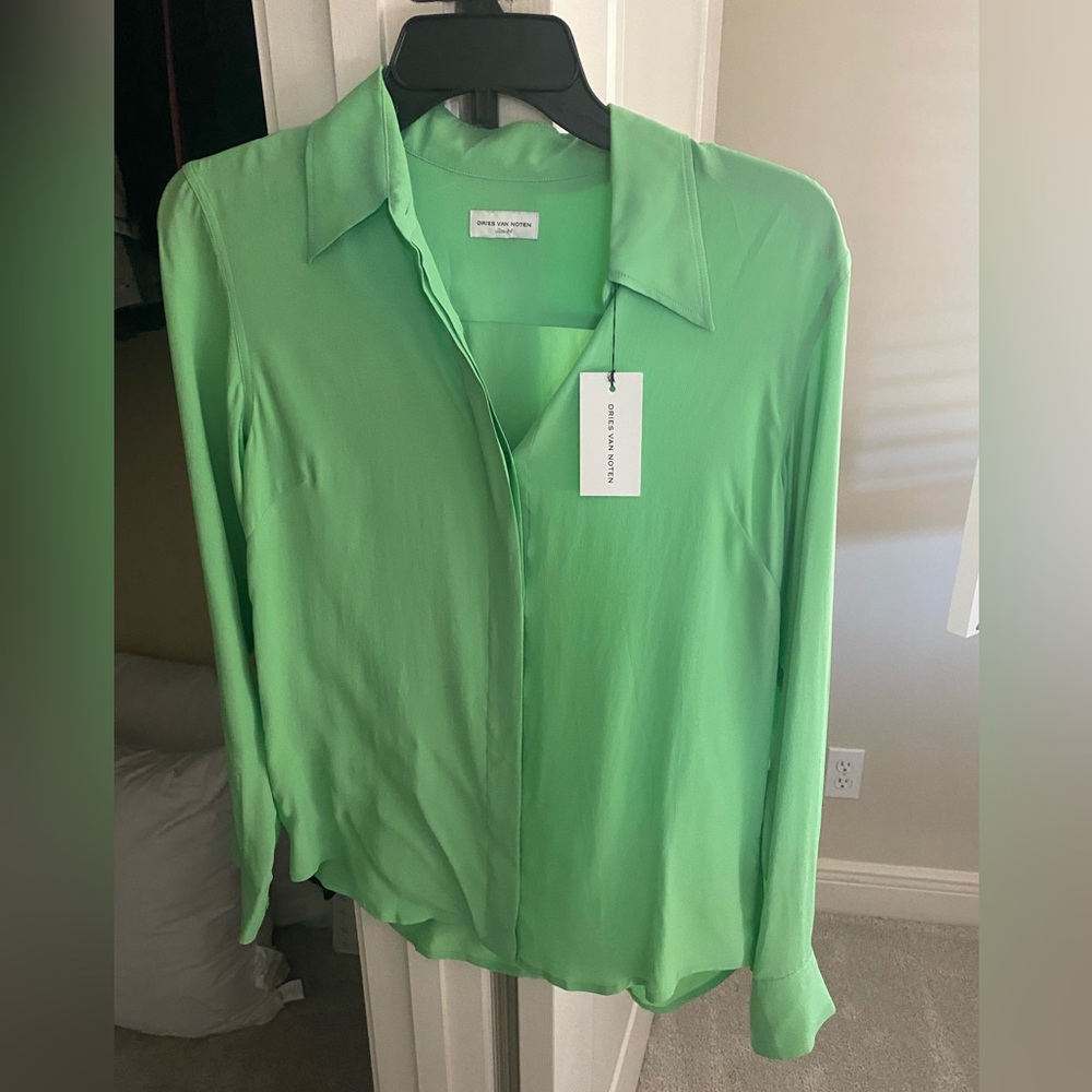 New Dries Van Noten chowy silk blend shirt